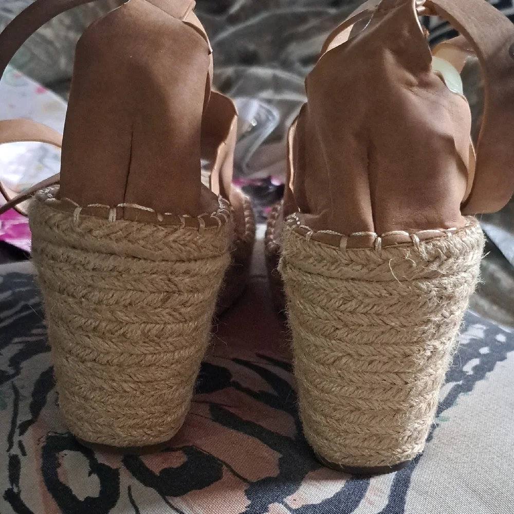 CCOCCI Tan Espadrille Sandals with Ankle Strap